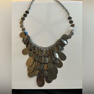 Edforce Stainless Steel Gunmetal Circular Dangle Bib Necklace – 17”